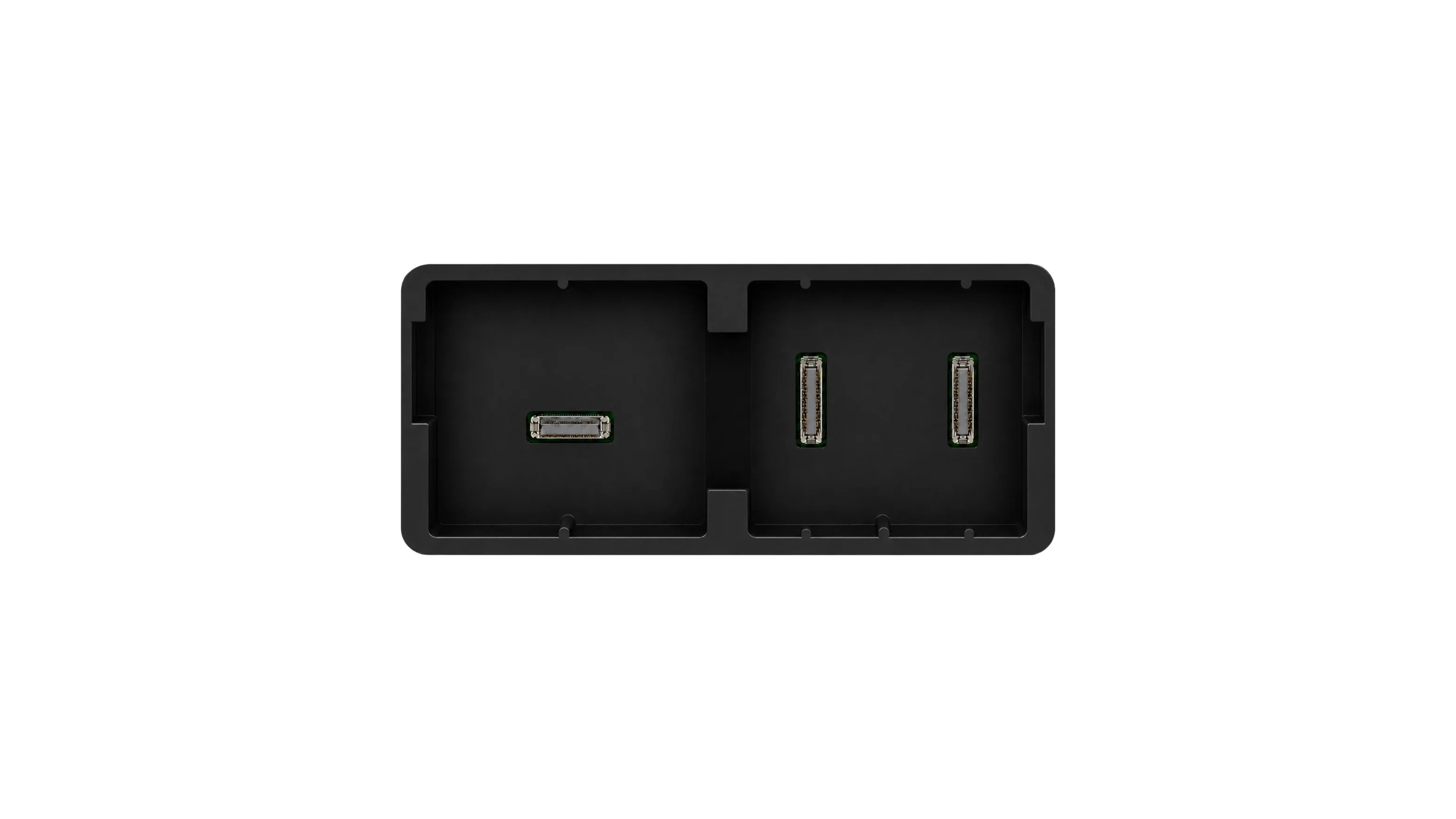 MARU Link edge body with both dock bays empty, board-to-board connectors exposed